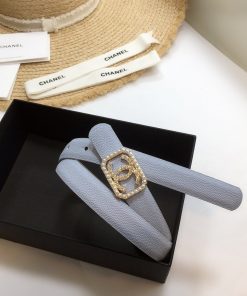 Chanel Belt With Double C Buckle Light Blue