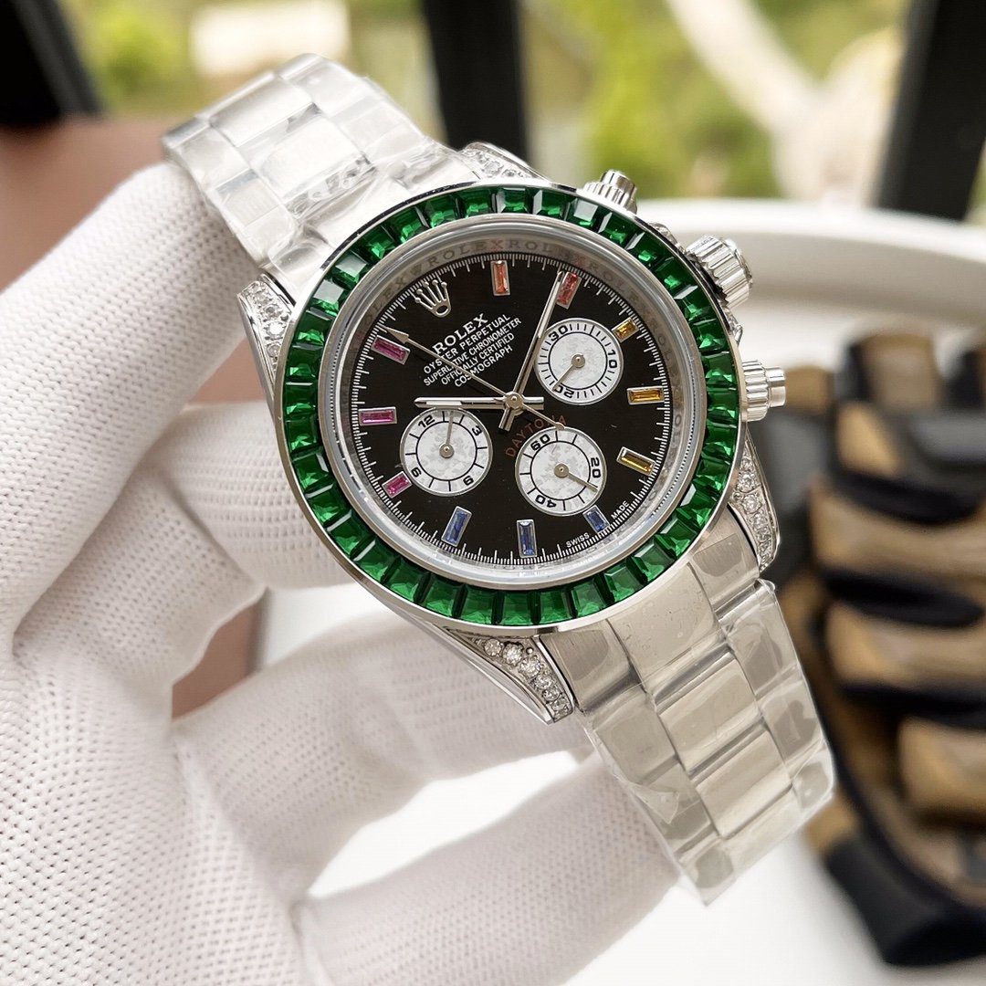 Rolex Cosmograph Daytona 40mm Silver Toned Beaded For Men