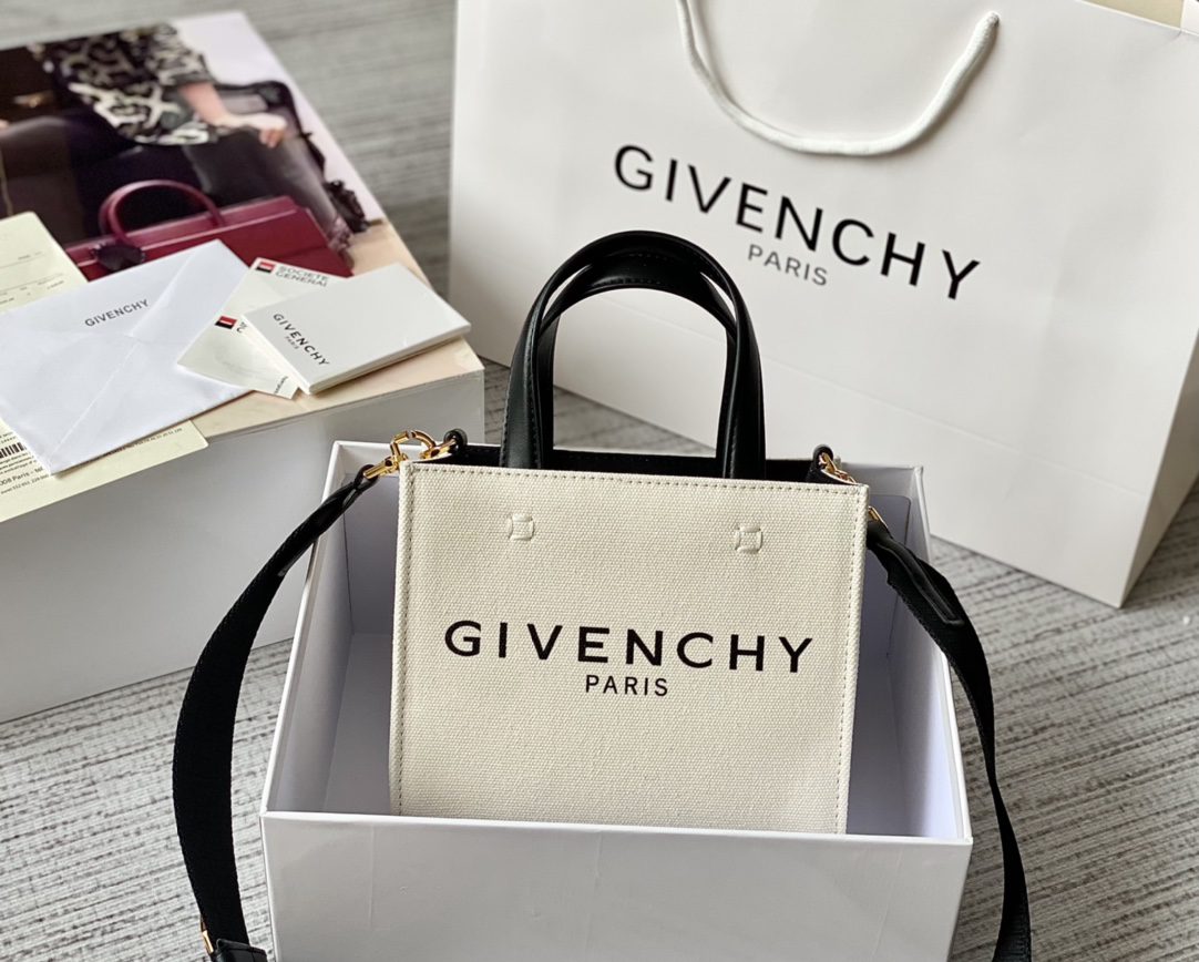 Givenchy Medium G Tote Shopper Bag Canvas Beige/Black For Women, Women’s Handbags, Shoulder Bags 7.5in/19cm GVC BB50N0B1DR-255