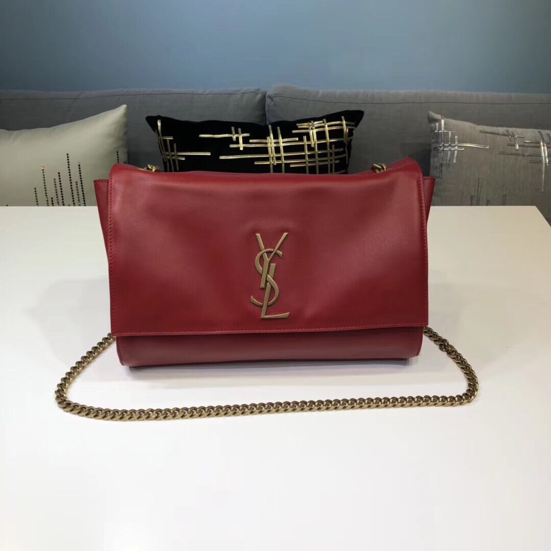 Yves Saint Laurent Kate Medium Chain Bag In Grain De Poudre Red For Women 9.4in/24cm YSL 364021BOW0J6008