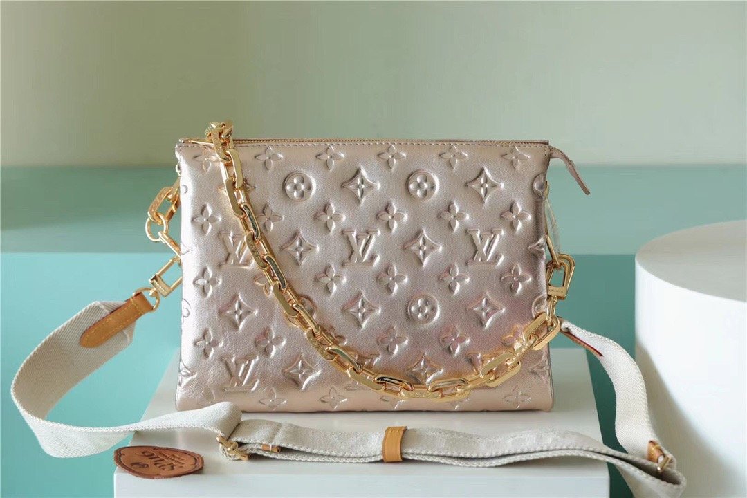 Louis Vuitton Coussin PM Bag Monogram For Women, Women’s Handbags, Shoulder And Crossbody Bag Taupe 10.2in/26cm LV 