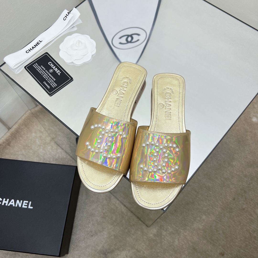 Chanel Mules Gold For Women, Women’s Shoes