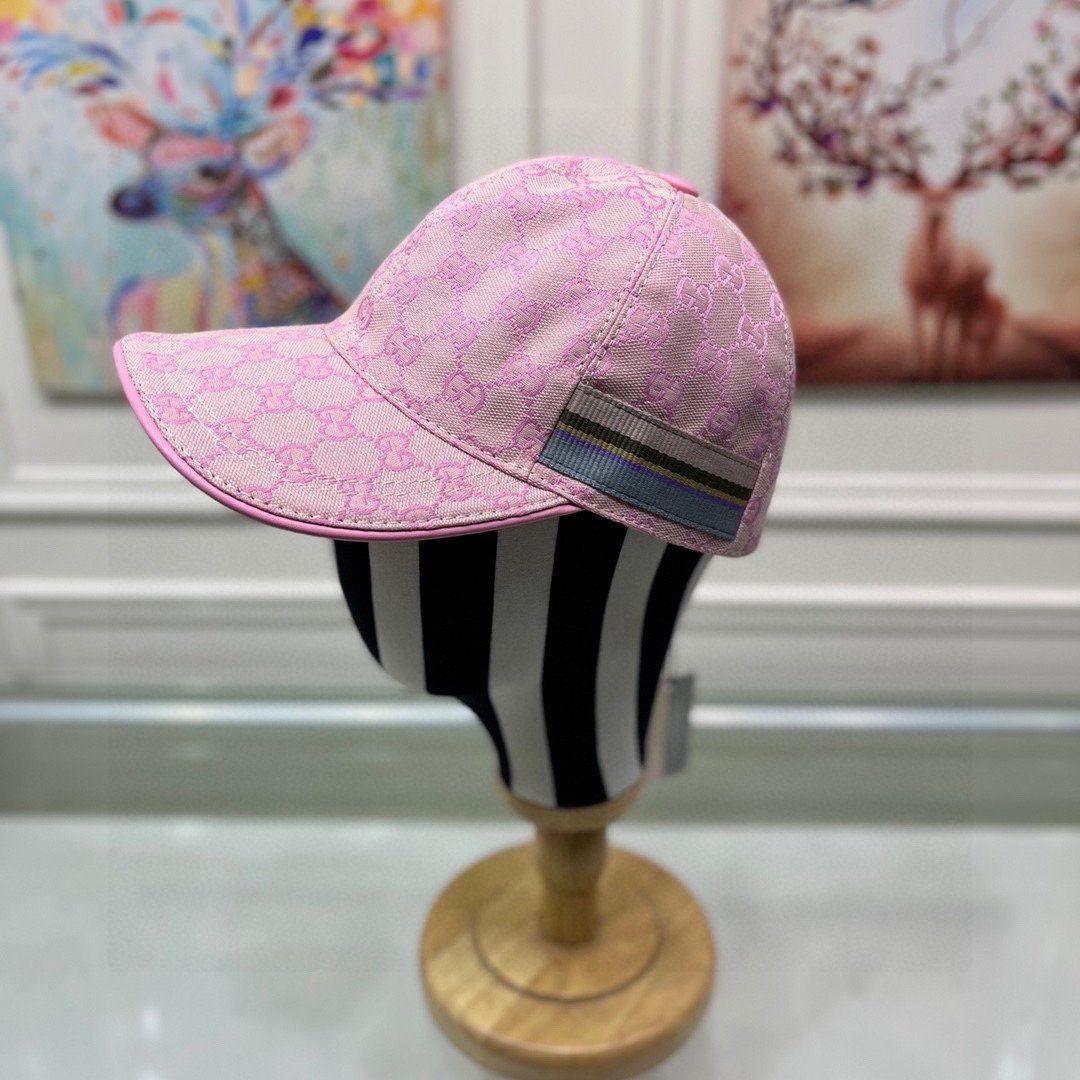GUCCI Canvas Baseball Cap Pink