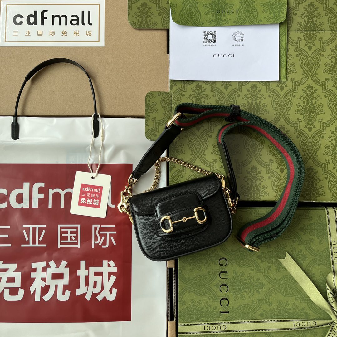 Gucci Horsebit 1955 Strap Wallet Black For Women, Women’s Bags 4.7in/12cm Gucci 699760 18YSG 1060