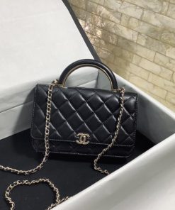 Chanel Hand-Held Oblique Cross Bag Black For Women, Women’s Bags 6.7in/19cm