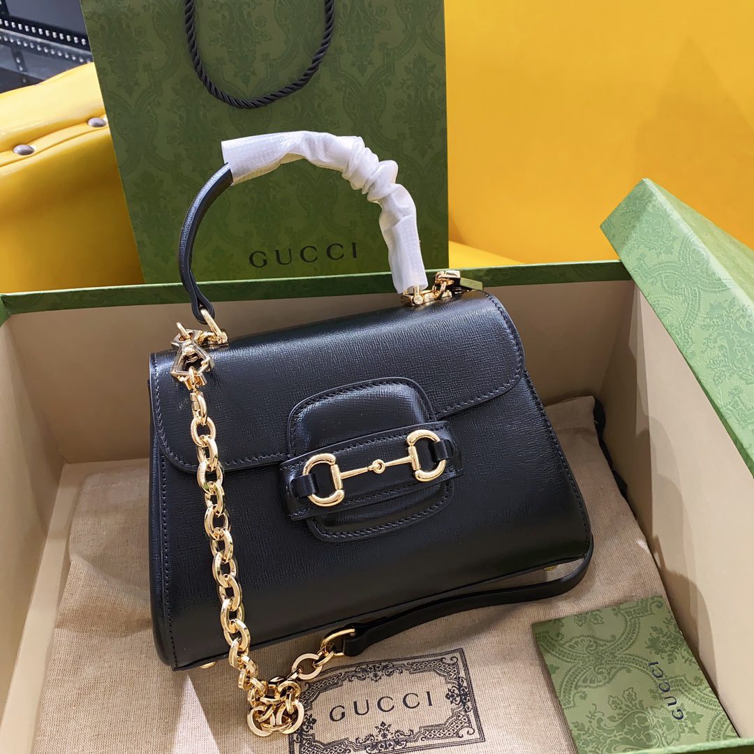 Gucci Horsebit 1955 Mini Bag Black For Women, Women’s Bags 8.7in/22cm Gucci 703848 AAA7G 1000
