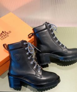 Hermes Fresh Ankle Boot Black For Women 1.6in/4cm