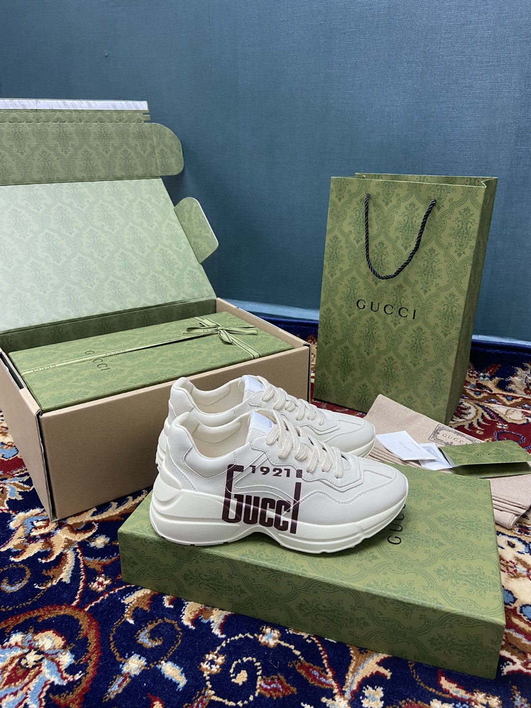 Gucci Women’s Rhyton Sneakers With Logo 1921 Gucci White Ivory For Women ‎684896 DRW00 9522