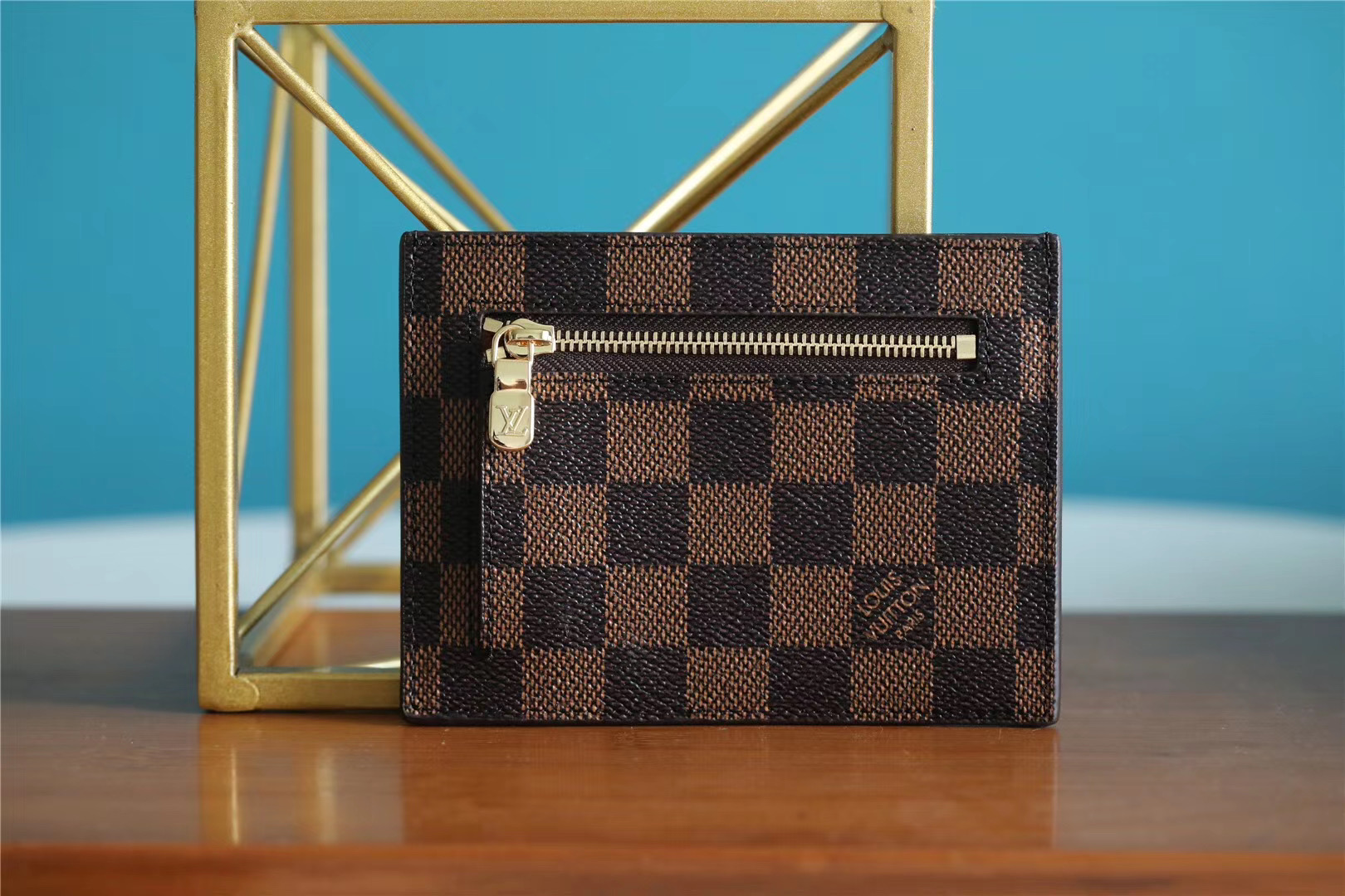 Louis Vuitton ID Card Holder Damier Graphite Canvas Brown For Men, Men’s Wallet 13cm LV N60378