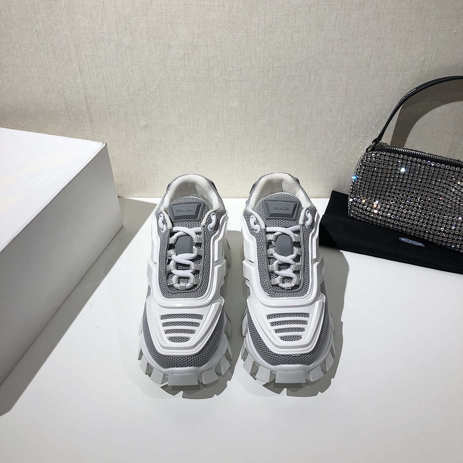 Prada Cloudbust Thunder Sneakers Grey And White For Women Prada