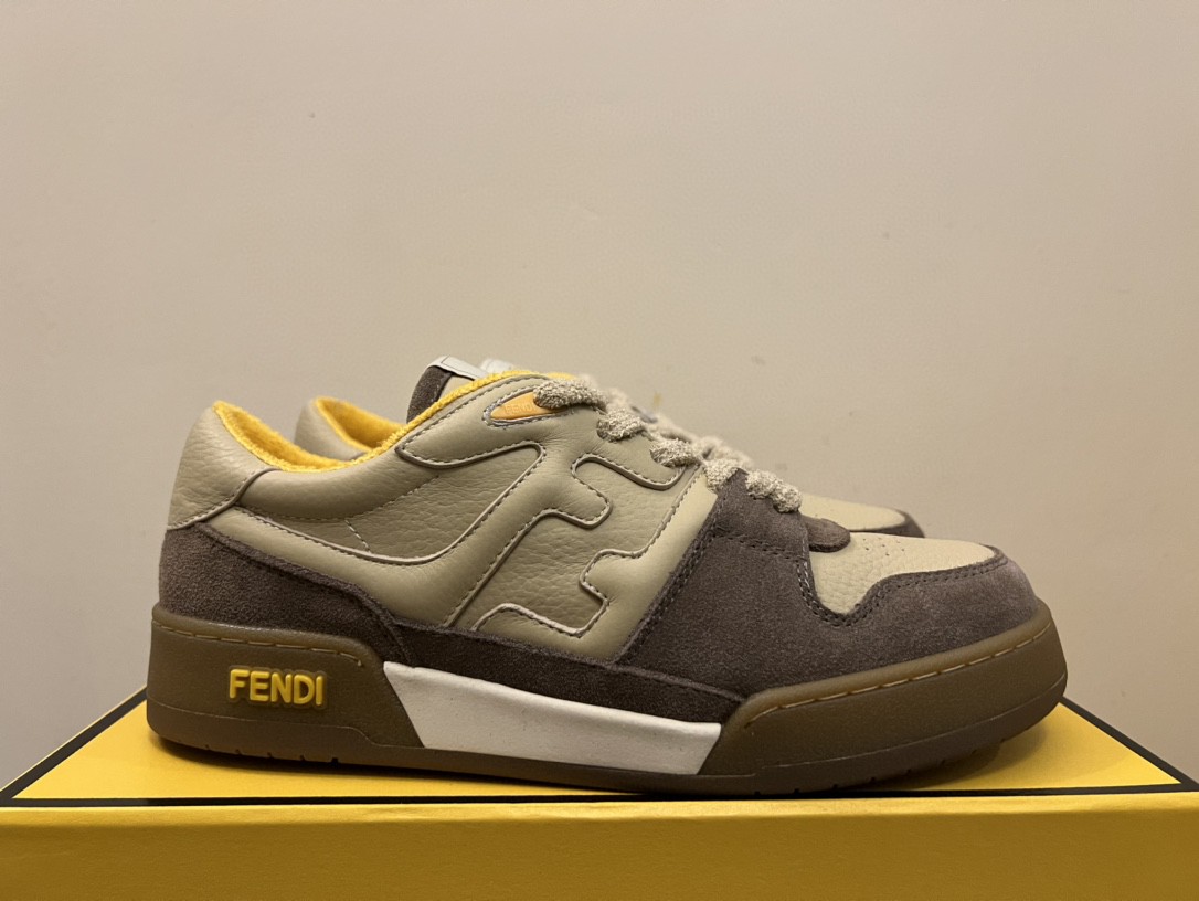 Fendi Match Low Tops Sneakers Beige For Men 7E1493AHH2F1FHU