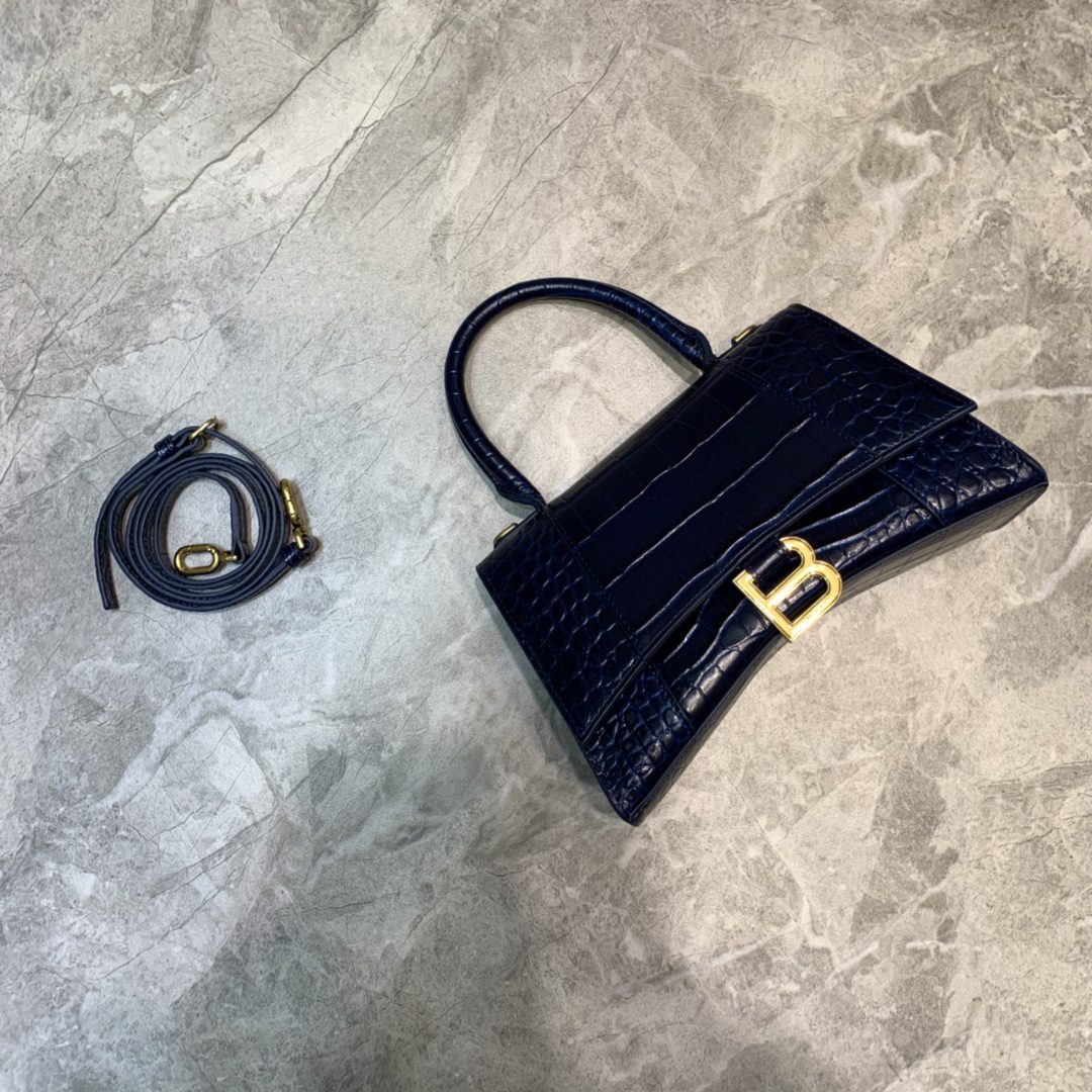 BALENCIAGA Hourglass Small Handbag In Dark Blue, For Women, Women’s Bags 9in/23cm 5935461LRGM4611