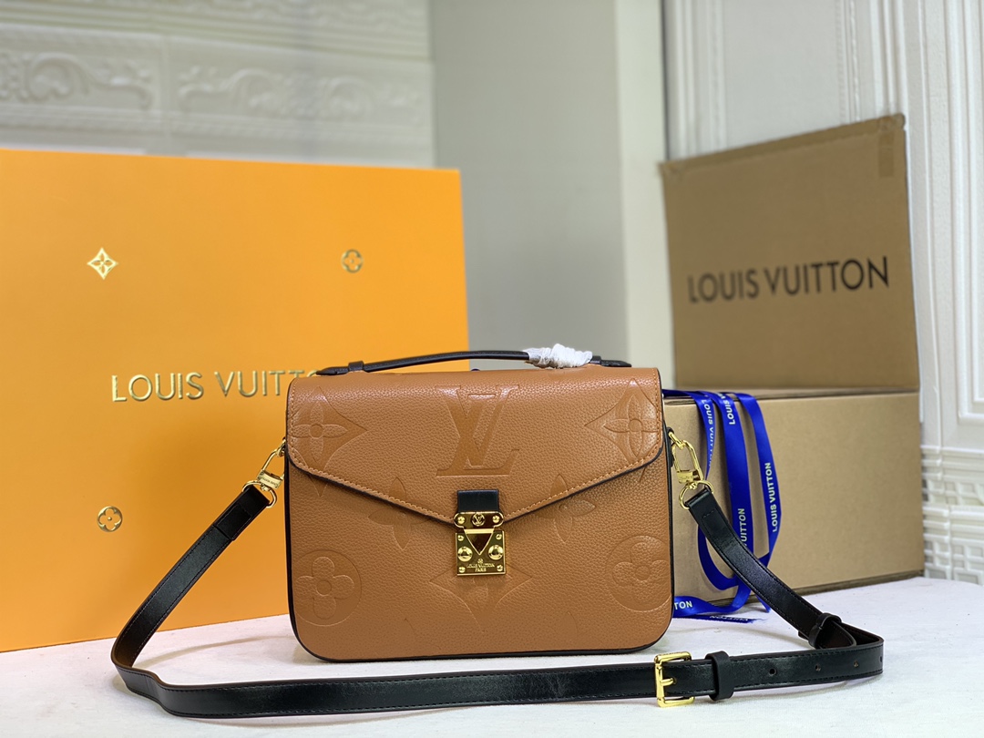 Louis Vuitton Pochette Metis Monogram Empreinte Caramel For Women, Women’s Handbags, Shoulder And Crossbody Bags 9.8in/25cm LV