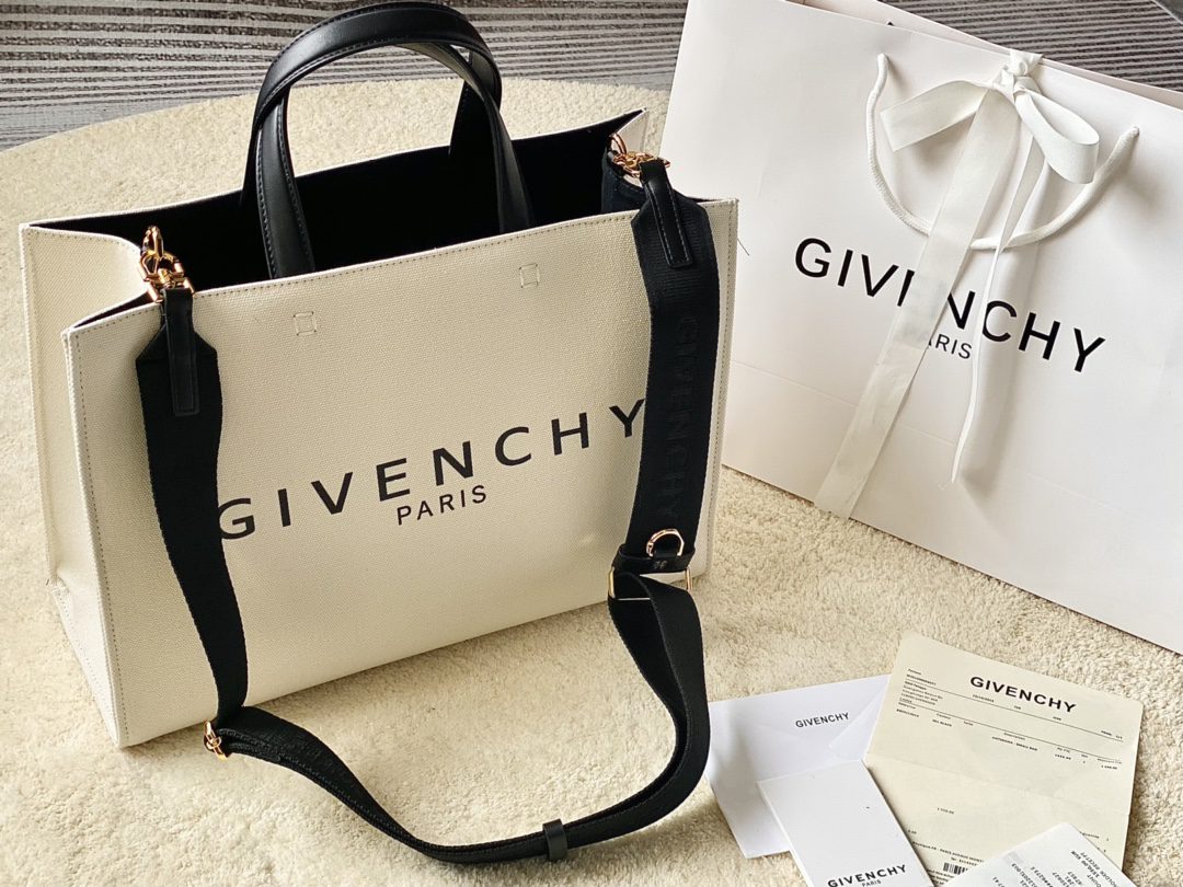 Givenchy Medium G Tote Shopper Bag Canvas Ivory For Women, Women’s Handbags, Shoulder Bags 14.5in/37cm GVC BB50N2B1H1-105