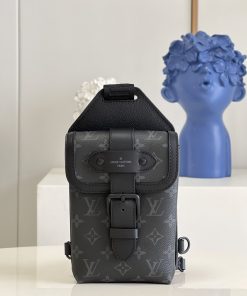 Louis Vuitton Saumur Slingbag Monogram Eclipse Black For Men, Men’s Bags, Crossbody Bags 7.1in/18cm LV M45912