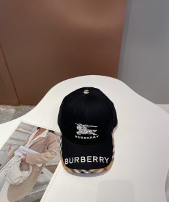 Burberry Monogram Motif Icon Stripe Cotton Baseball Cap Black