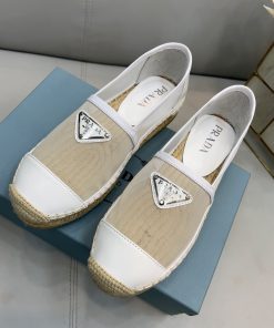 Prada Mesh And Nappa Espadrilles White For Women 0.8in/20mm Prada 