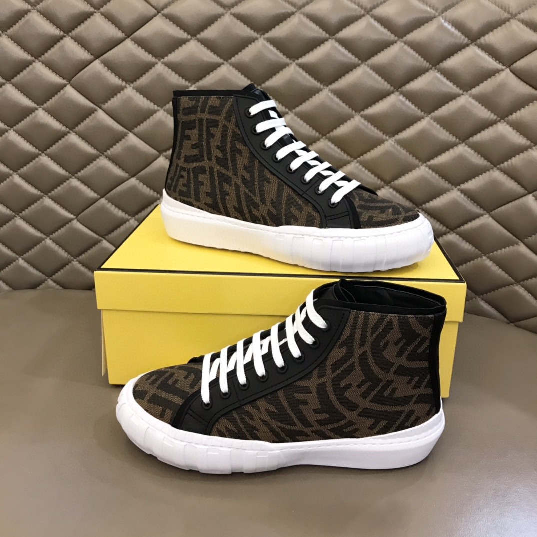 Fendi Flow High Tops Sneakers Brown For Men 7E1424AF6AF13TU