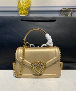 Dolce & Gabbana Small Devotion Bag In Mordore Nappa Gold For Women 7.5in/19cm DG BB6711A101687503