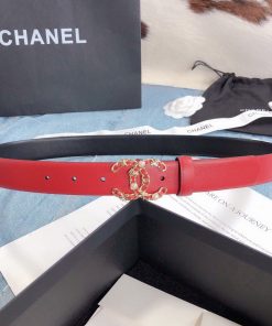 Chanel Belt With Double C Buckle Red Gold Toned Hardware Women Belt
