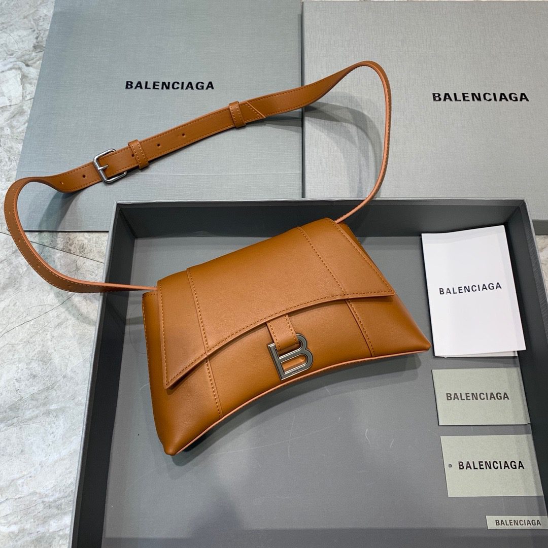 BALENCIAGA Downtown XS Shoulder Bag In Brown, For Women, Women’s Bags 10in/25cm