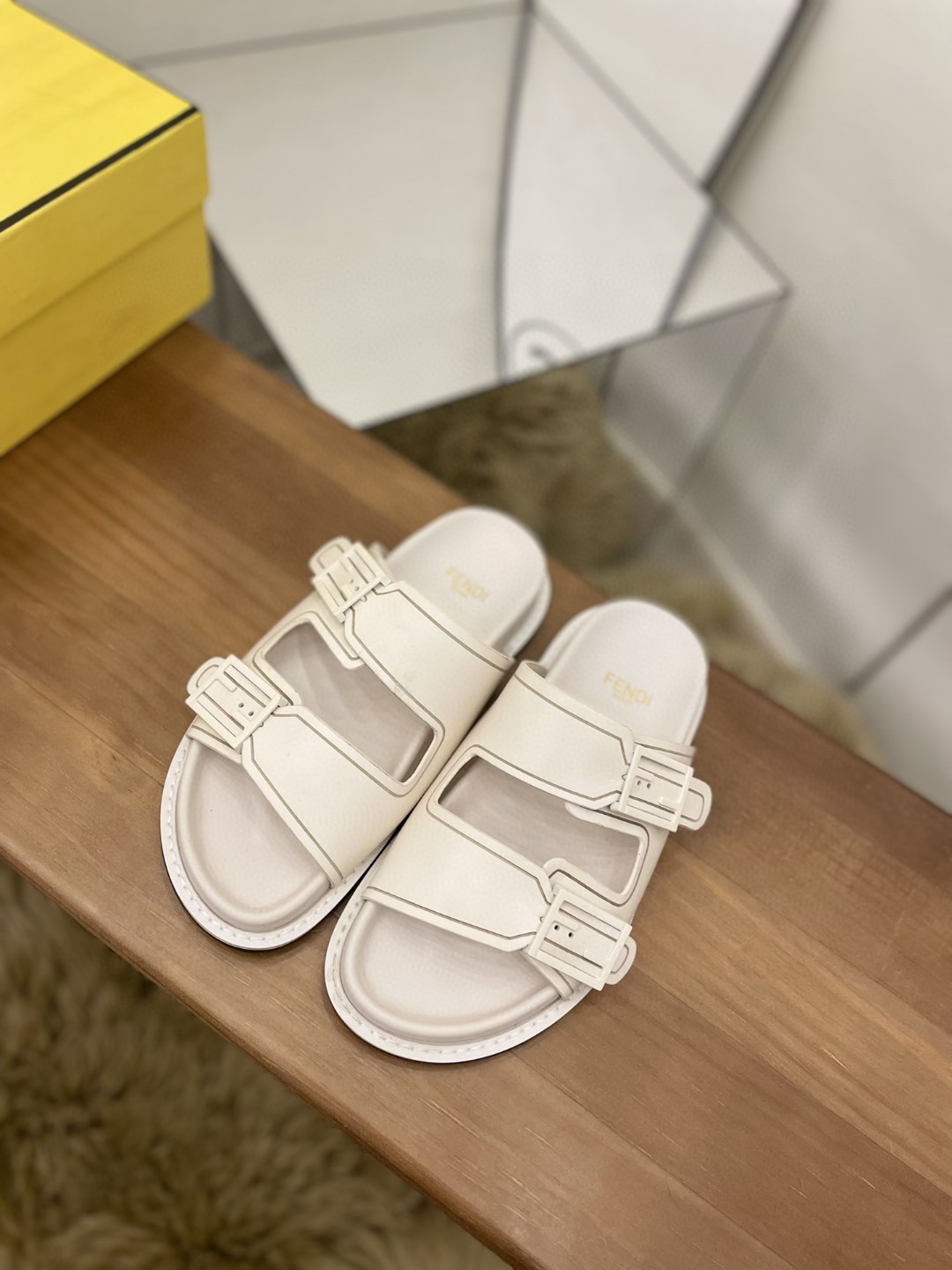 Fendi Feel Slides White For Men