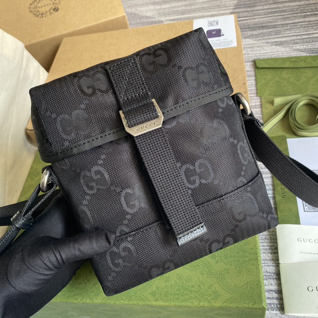 Gucci Off The Grid Messenger Bag Black Gucci ECONYL® For Men  7.3in/18.5cm Gucci 643858 H9HKN