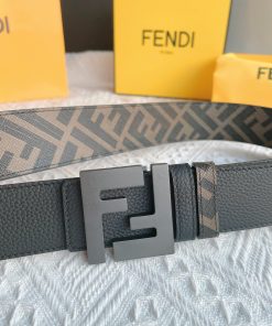 Fendi Squares FF Belt Gray Women Belt 7C0424AJJ6F1HRC