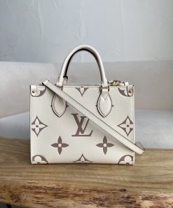 Louis Vuitton On The Go PM Bag Monogram Empreinte 9.8in/25cm Beige LV