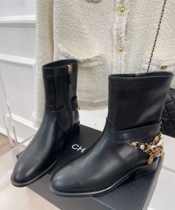 Chanel Women’s Ankle Boots With Decor Black For Women 1.5in/ 4cm