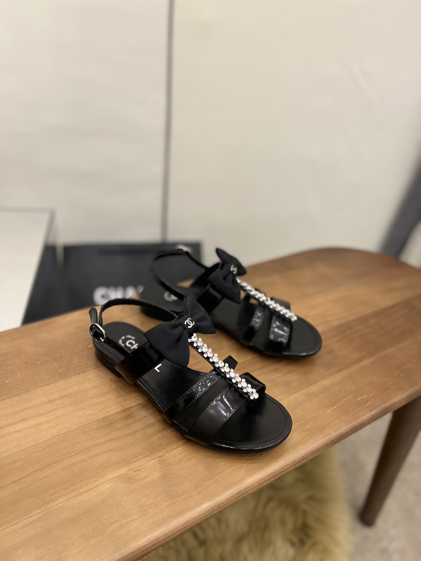 Chanel Women’s Sandals With Bow Black For Women 0.8in/2cm