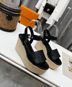 Louis Vuitton Women’s Starboard Wedge Sandal Black For Women LV