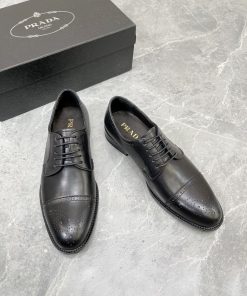 Prada Brushed Oxford Shoes Black For Men 1in/25mm Prada