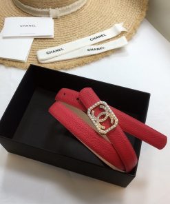 Chanel Belt With Double C Buckle Red
