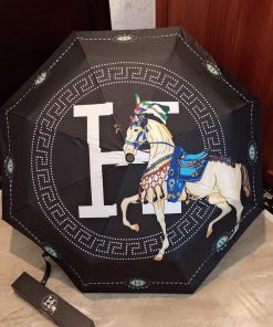 Hermes Pluie De H Folding Umbrella Black