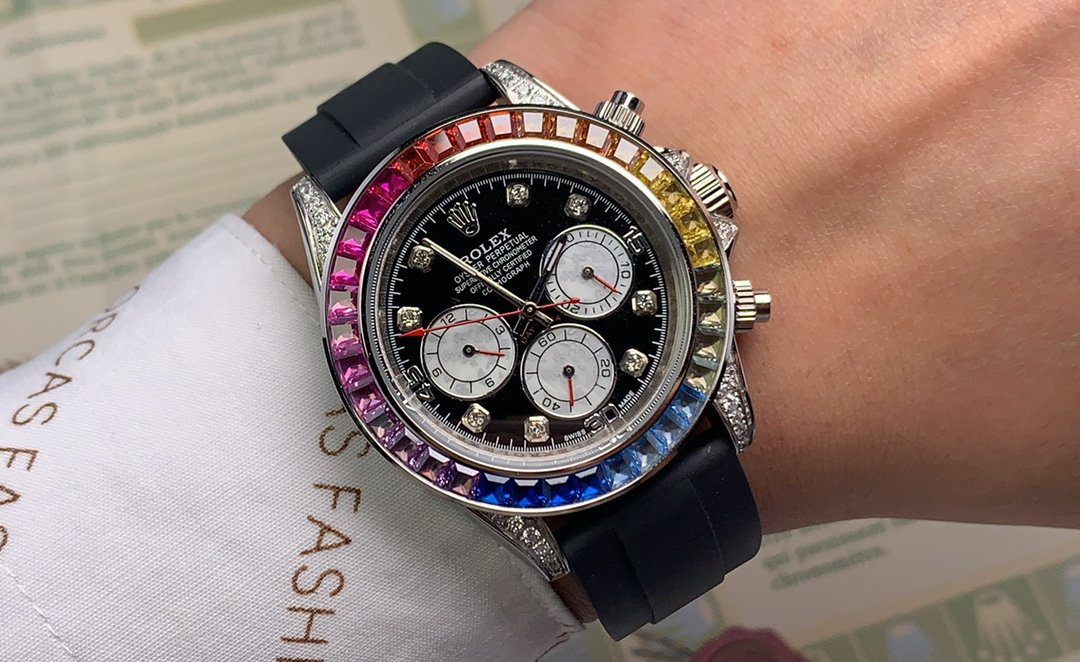 Rolex Cosmograph Daytona 40mm Silver Toned Beaded For Men