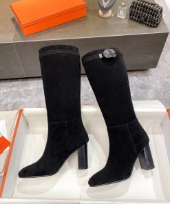 Hermes High Heel Boots Black For Women 3.54in/9cm