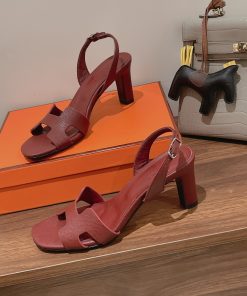 Hermes Eternite Sandal Dark Red For Women 2.7in/7cm