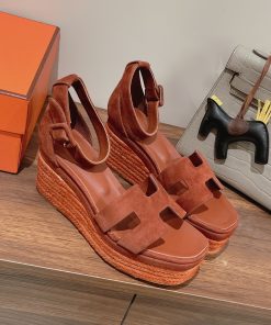 Hermes Doll 40 Espadrilles Dark Brown For Women 1.6in/4cm