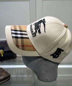 Burberry Monogram Motif Icon Stripe Cotton Baseball Cap Cream