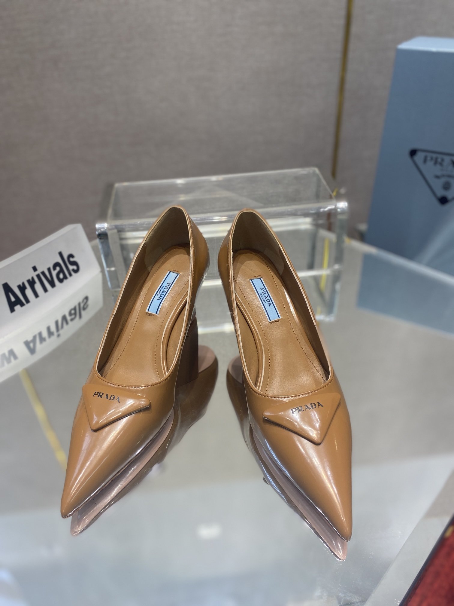 Prada Brushed Pumps Brown For Women 2.6in/65mm Prada