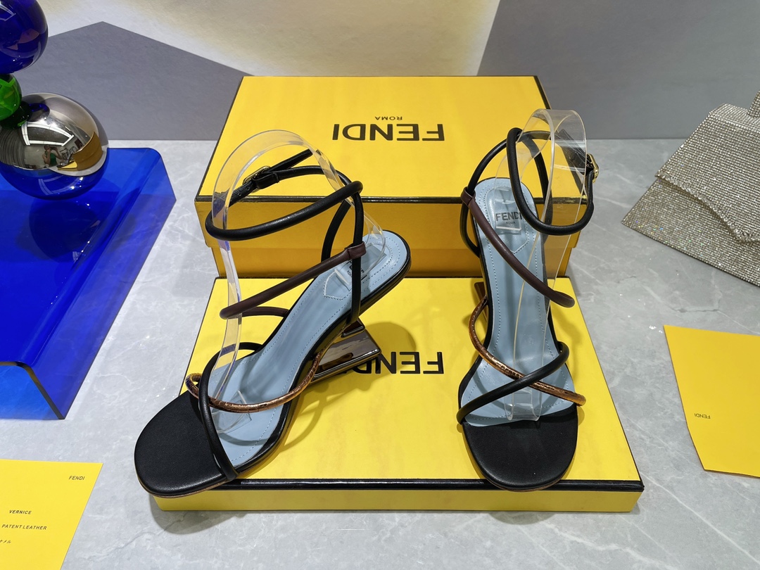 Fendi First Brown Nappa High-Heeled Sandals For Women 8X8274AHIUF1H0L