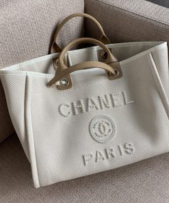 Chanel Deauville Tote Tweed Bag Summer Collection White For Women 15.7in/40cm
