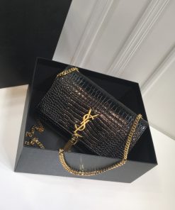 Yves Saint Laurent Kate Medium Chain Bag With Tassel In Embossed Crocodile Black For Women 9.4in/24cm YSL 354119DND0J1000