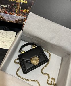 Dolce & Gabbana Small Devotion Bag In Plain Black For Women 7.5in/19cm DG BB6711AV89380999