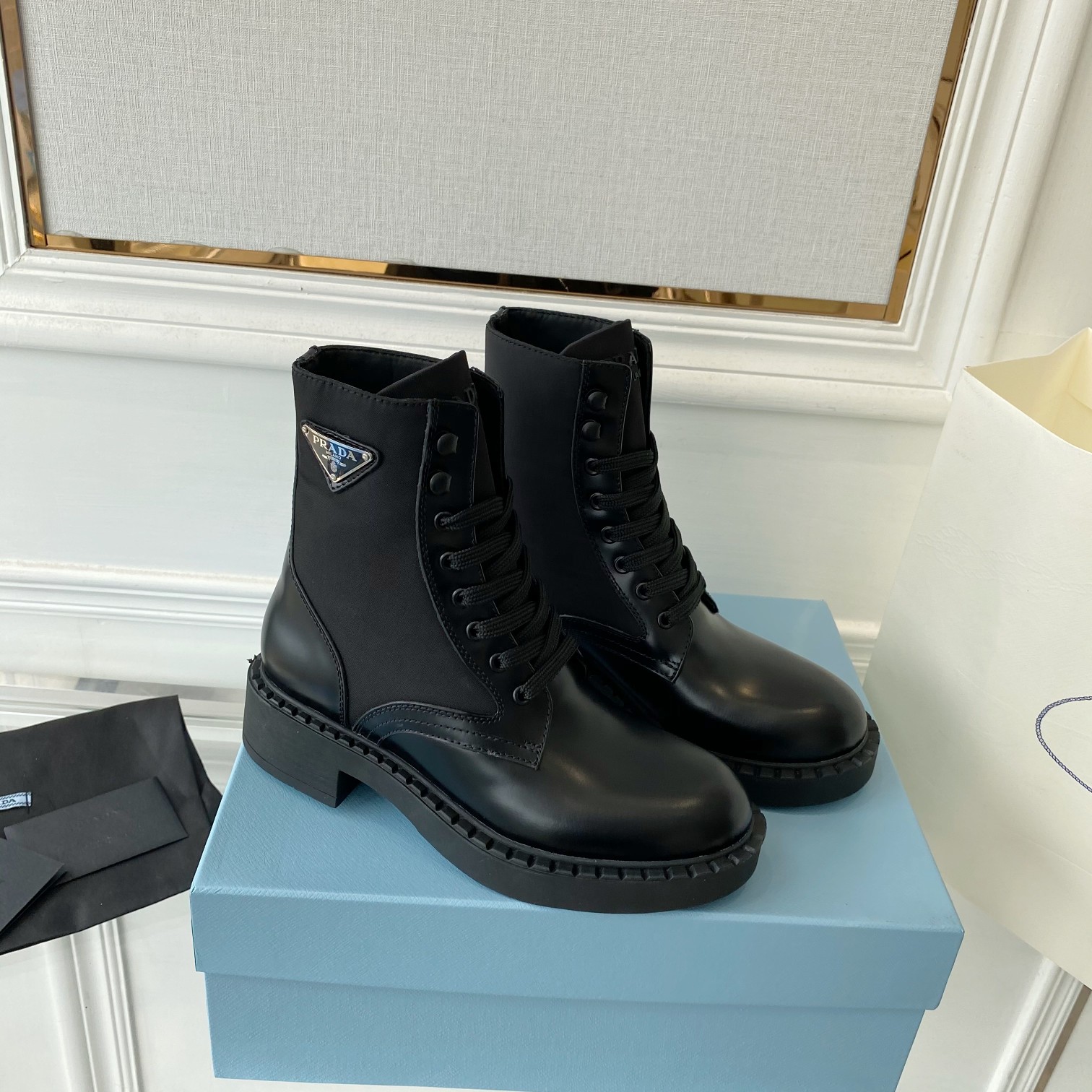 Prada Brushed And Re-Nylon Boots Black For Women 2in/50mm Prada 1T782M_3LF7_F0002_F_B050