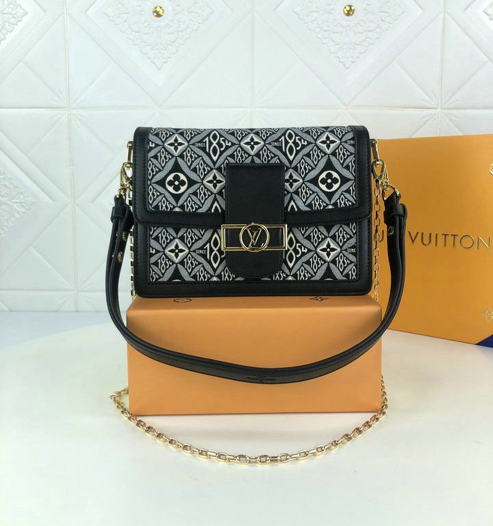 Louis Vuitton Dauphine MM Monogram Flowers Gray For Women, Women’s Handbags, Shoulder And Crossbody Bags 9.8in/25cm LV M57211