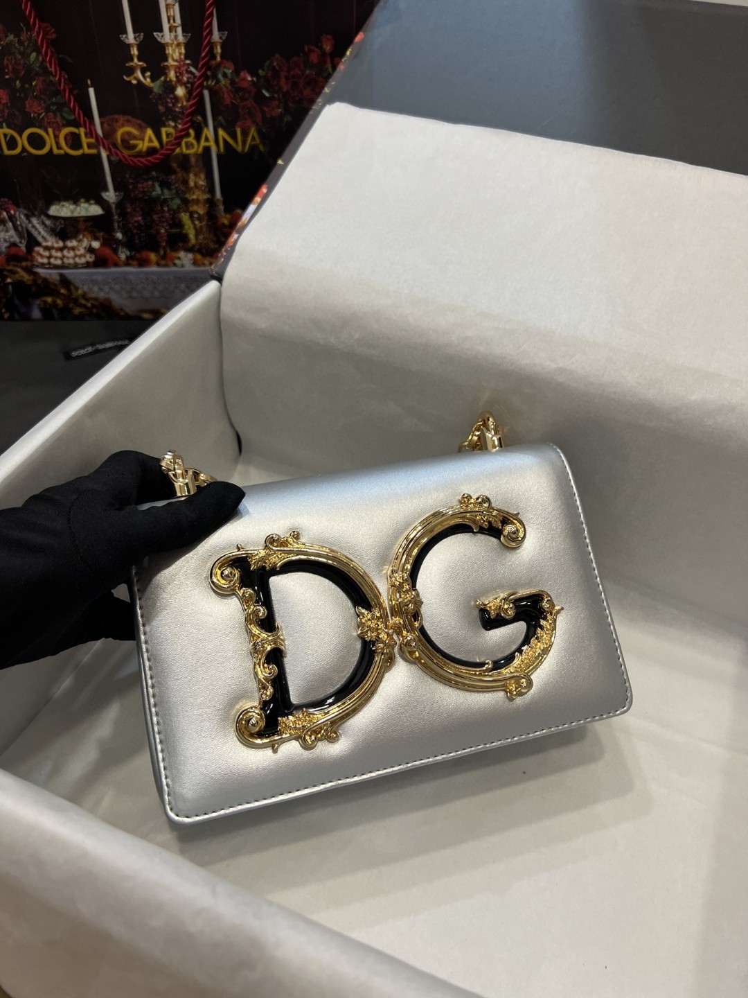 Dolce & Gabbana Nappa DG Girls Shoulder Bag Silver For Women 8.3in/21cm DG 