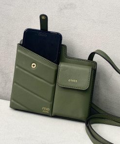 Fendi Bustine 2 Pockets Mini Olive Bag For Woman 16cm/6in