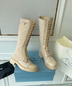 Prada Brushed And Re-Nylon Boots Beige For Women Prada 